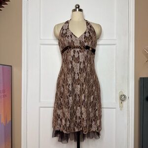 Rampage brown lace halter dress
